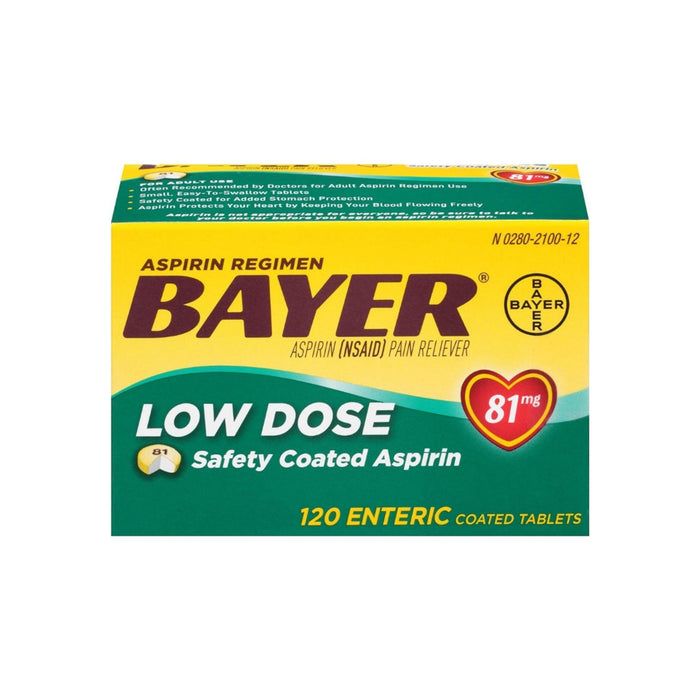Bayer spirin Regimen Low Dose 81mg Enteric Coated Tablets 120 ea