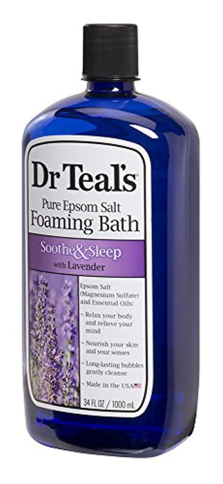 Dr Teal’s Foaming Bath with Pure Epsom Salt, Soothe & Sleep with Lavender, 34 Ounces