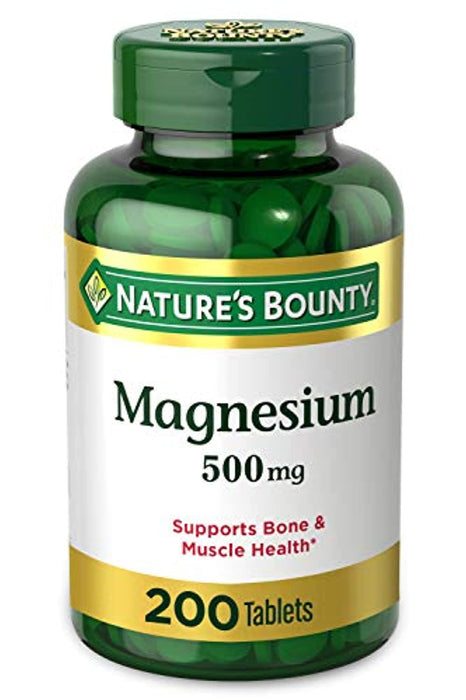 Magnesium by Nature’s Bounty, 500mg Magnesium Tablets for Bone & Muscle Health, 200 Tablets