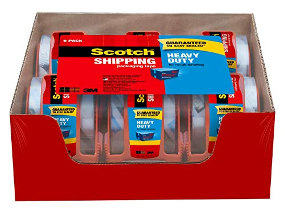 Scotch Tape Heavy Duty Shipping Packaging Tape, 1.88 Inches x 800 Inches, 1.5" Core, Clear, Great for Packing, Shipping & Moving, Rolls with Dispenser