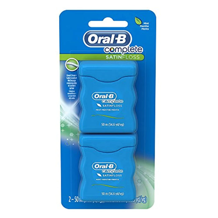 Oral-B Complete SatinFloss Dental Floss, Mint, 50 M (54.6 yd), Pack of 2