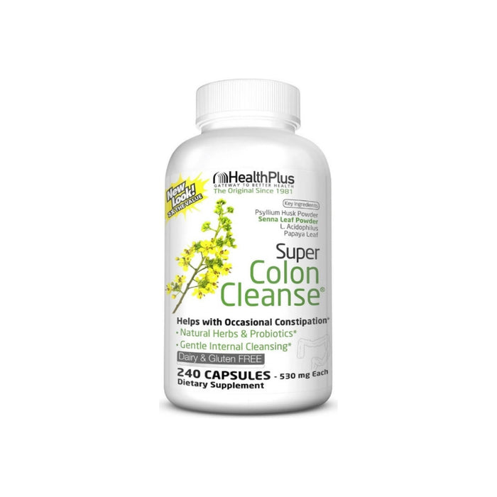 Health Plus Super Colon Cleanse Psyllium with Herbs, 500mg Capsules