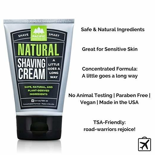 Pacific Shaving Company Shave Smart Natural Shave Cream - With Safe, Natural, and Plant-Derived Ingredients, TSA Friendly, Made in USA, 3.4 oz