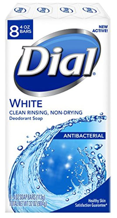 Dial Antibacterial Deodorant Soap, White, 4 Ounce (Pack of 8) Bars