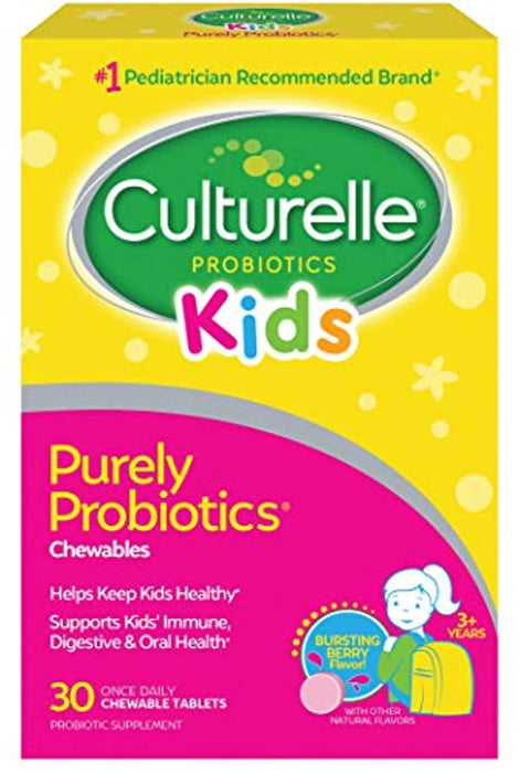 Culturelle Kids Chewable Daily Probiotic for Kids - Natural Berry - Supports Immune, Digestive, and Oral Health - For Age 3+ - Gluten,Dairy,Soy-Free - 30 count