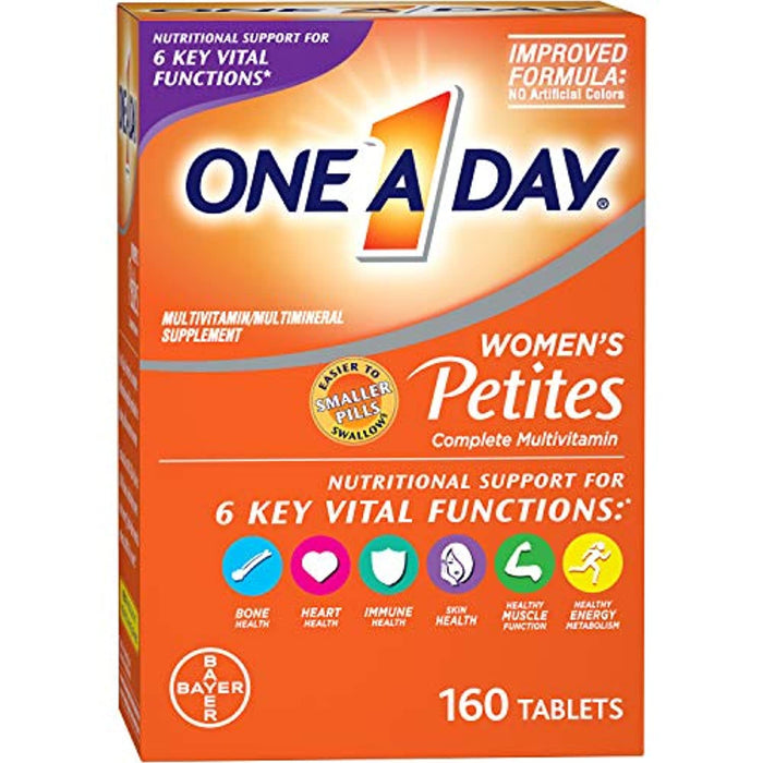 One A Day Women’s Petites Multivitamin,Supplement with Vitamin A, Vitamin C, Vitamin D, Vitamin E and Zinc for Immune Health Support, B Vitamins, Biotin, Folate (As Folic Acid) & More, 160 Count