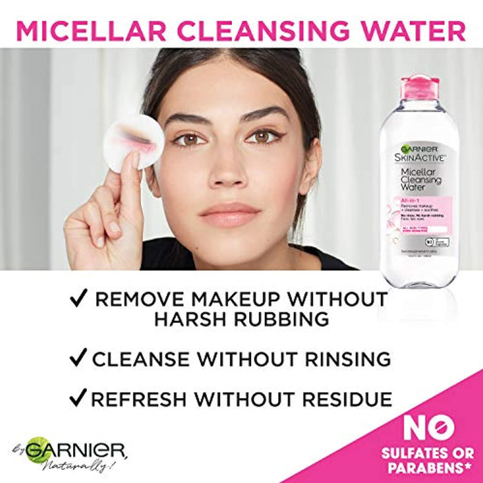 Garnier SkinActive Micellar Cleansing Water, For All Skin Types, 13.5 Fl Oz