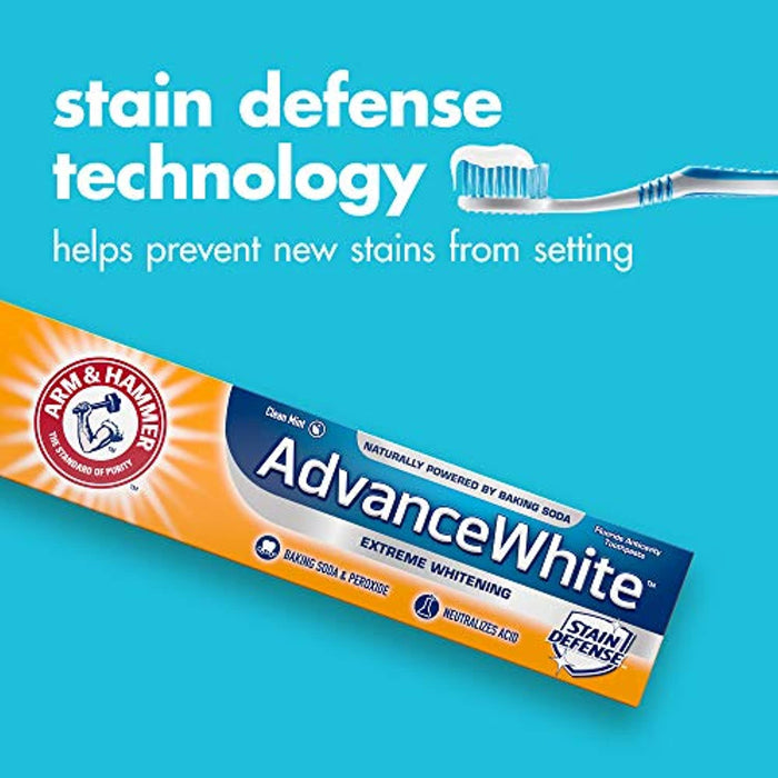 Arm & Hammer Advance White Extreme Whitening with Stain Defense, Fresh Mint, 6 oz Twin Pack (Packaging May Vary)