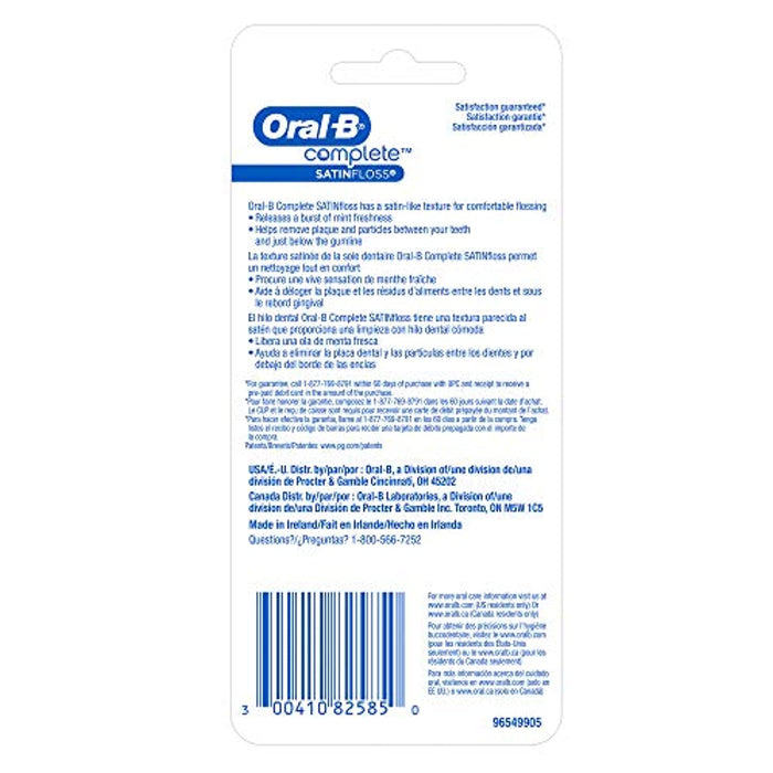 Oral-B Complete SatinFloss Dental Floss, Mint, 50 M (54.6 yd), Pack of 2