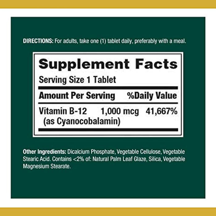 Nature's Bounty Vitamin B-12, 1000 mcg - Vitamin Supplement
