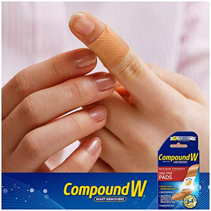 Compound W One Step Pads | Salicylic Acid Wart Remover | 14 Count (Pack of 1) Pads, White