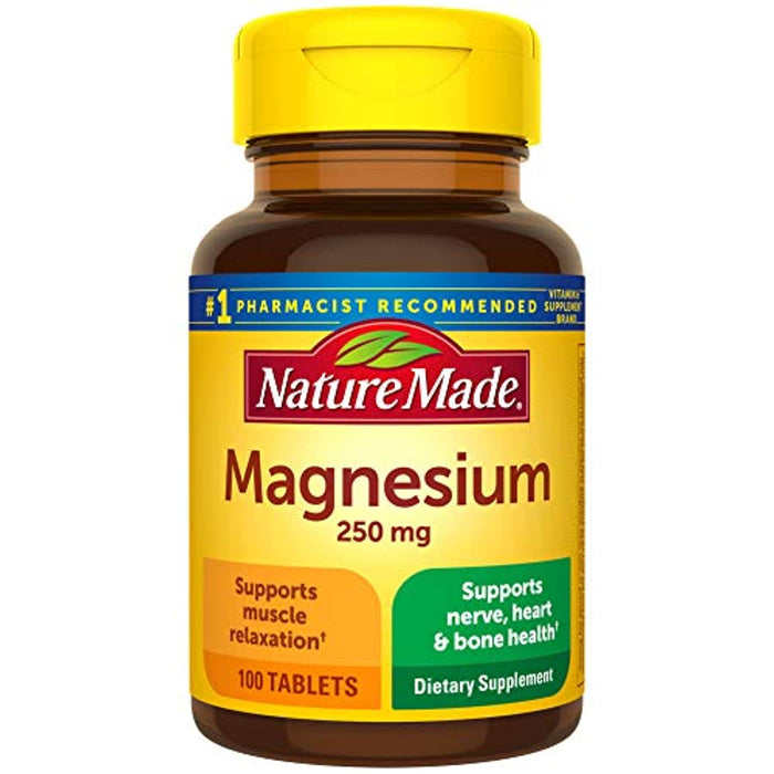 Nature Made Magnesium Oxide 250 mg Tablets, 100 Count for Nutrition Support (Packaging May Vary)