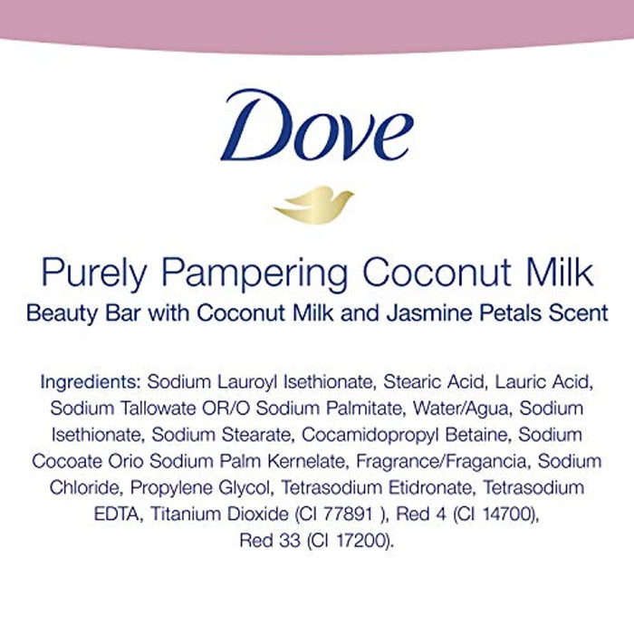 Dove Beauty Bar For Softer Skin Coconut Milk More Moisturizing Than Bar Soap, (6 Count of 3.75 oz Bars) 22.5 oz