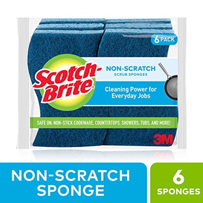 Scotch-Brite Non-Scratch Scrub Sponges, Stands Up to Stuck-on Grime, 6 Scrub Sponges