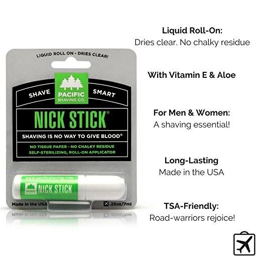 Pacific Shaving Company Shave Smart Nick Stick - No Tissue Paper, No Chalky Residue, Dries Clear, Liquid Roll-On Applicator, Made in the USA, .25 oz