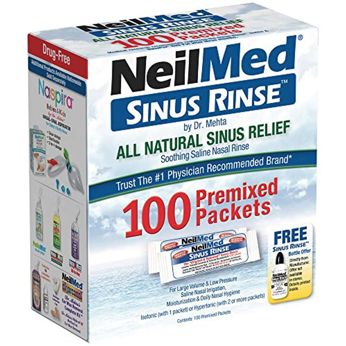 NeilMed Sinus Rinse All Natural Relief Premixed Refill Packets 100 Each