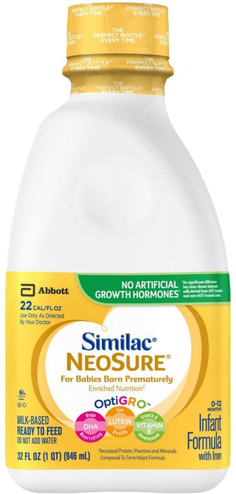 Similac NeoSure Infant Formula with Iron, For Babies Born Prematurely, Ready-to-Feed bottles, 32 oz