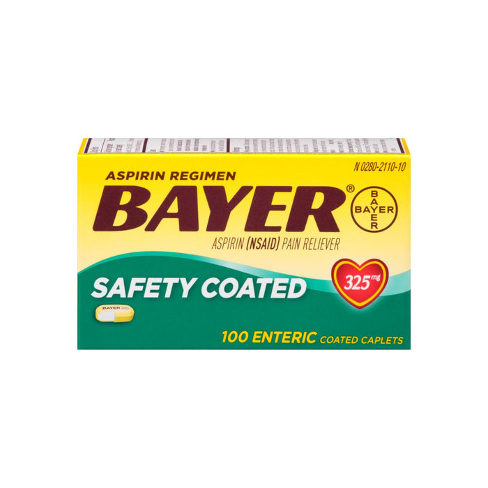 Bayer Aspirin Pain Reliever Safety Coated Enteric Caplets, 325 mg, 100 ea