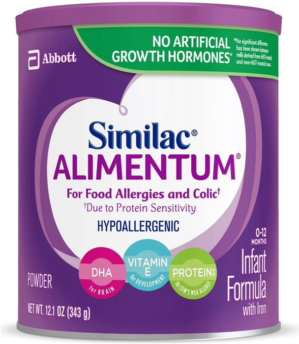 Similac Hypoallergenic Infant Formula, for Food Allergies and Colic, Easy to Digest, Lactose-Free Formula Powder, 12.1-oz 6 count