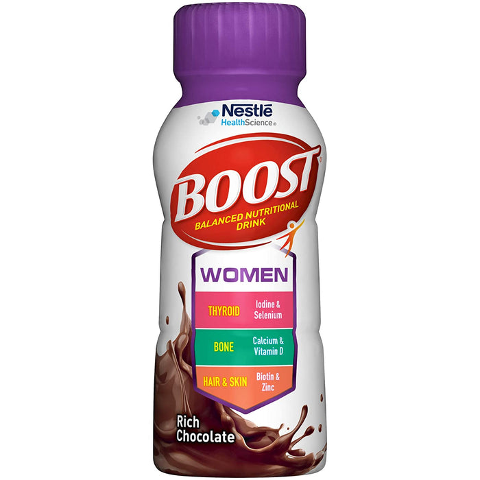 BOOST Women Balanced Nutritional Drink, Rich Chocolate 8 Oz ,24 Count