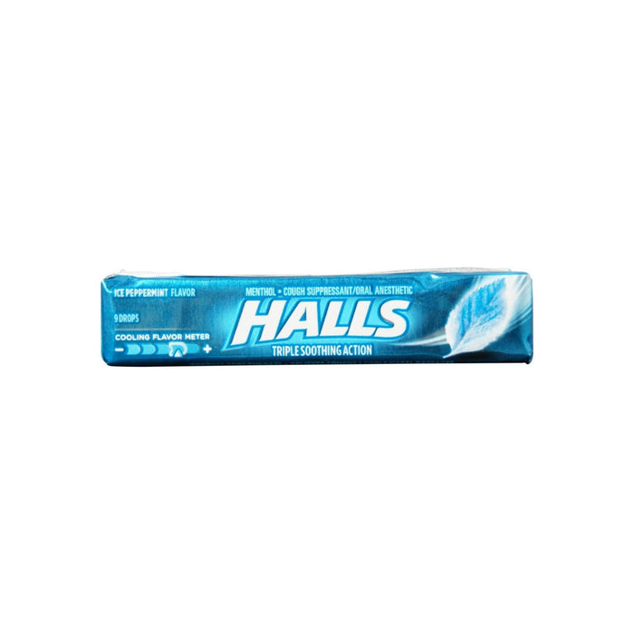 Halls Cough Suppressant/Oral Anesthetic Drops, Ice Peppermint 9 ea