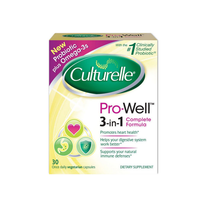 Culturelle Pro-Well 3-in-1 Complete Formula Probiotic Vegetarian Capsules 30 ea