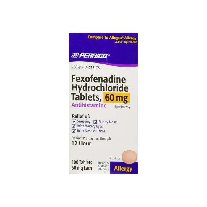 Perrigo Fexofenadine Hydrochloride Allergy Relief Tablets 60 mg 100 ea
