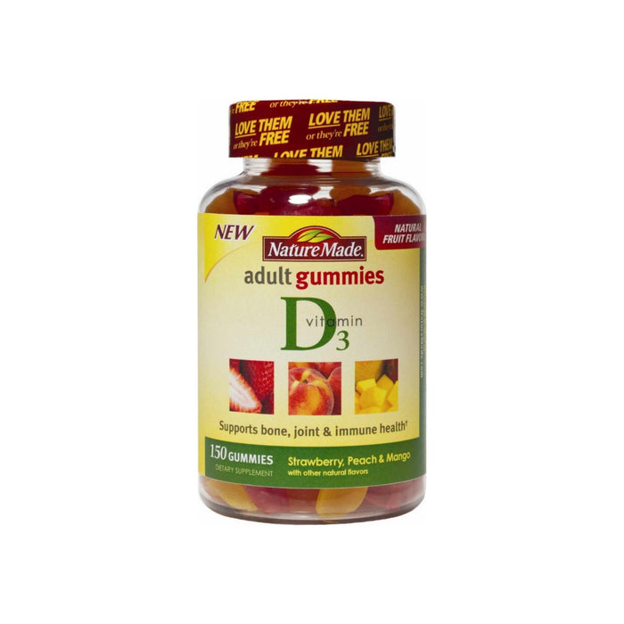 Nature Made Vitamin D3 Adult Gummies, Strawberry, Peach, & Mango 150 ea