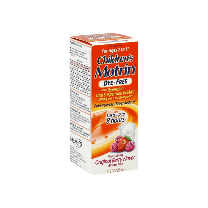 Motrin Children's Dye-Free Pain Reliever/Fever Reducer, Original Berry Flavor 4 oz