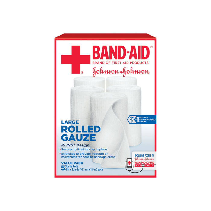 BAND-AID First Aid Rolled Gauze Sterile Roll, Large 5 ea