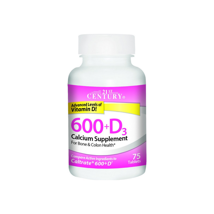 21st Century 600mg+D3 Calcium Supplement Tablets 75 ea