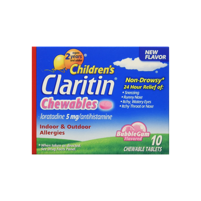 Claritin Children's 24 Hour Allergy Relief Chewable Tablets, Bubble Gum Flavored 10 ea