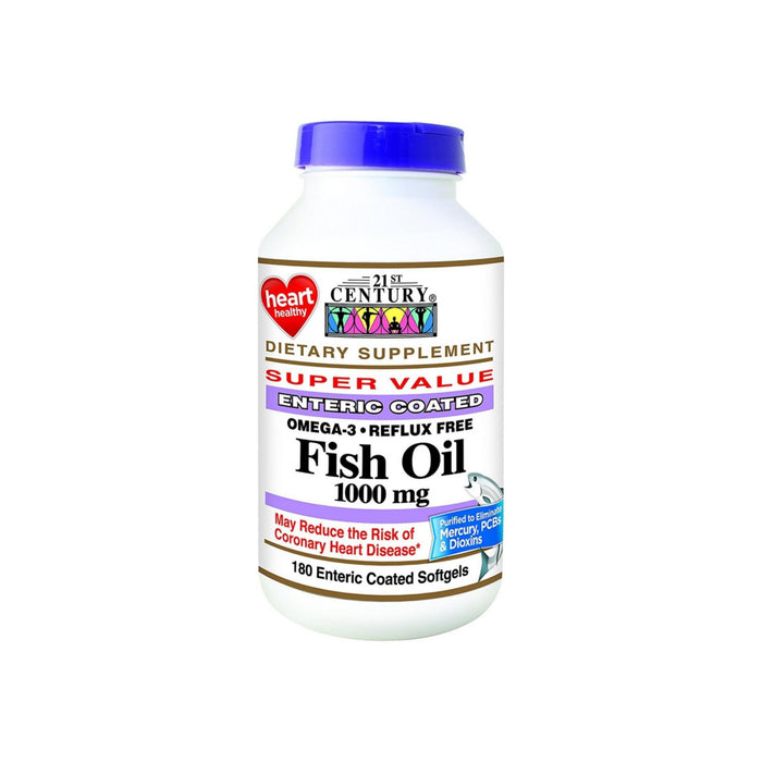 21st Century Fish Oil 1000 mg Enteric Coated Softgels 180 ea