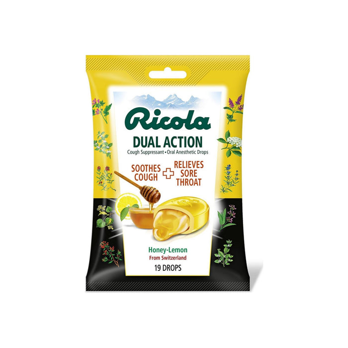 Ricola Dual Action Cough & Throat Drops, Honey Lemon 19 ea