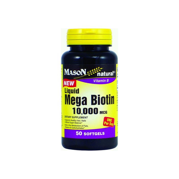 Mason Natural Liquid Mega Biotin 10000 mcg Softgels 50 ea