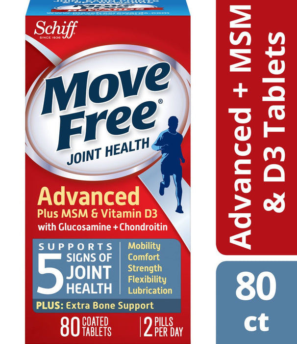 Move Free Advanced Plus MSM and Vitamin D3 Joint Health Supplement with Glucosamine and Chondroitin 80 ct