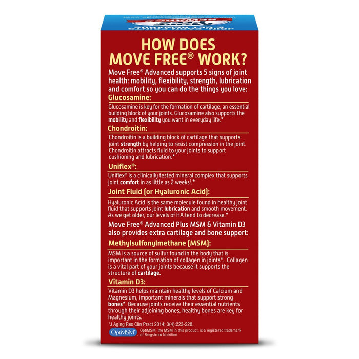 Move Free Advanced Plus MSM and Vitamin D3 Joint Health Supplement with Glucosamine and Chondroitin 80 ct