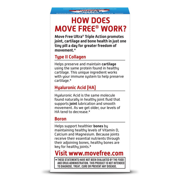 Move Free Ultra Triple Action, Joint Health Supplement with Type II Collagen, Boron and HA 30ea