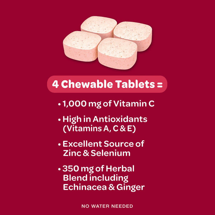 Airborne Berry Chewable Tablets, 1000 mg of Vitamin C - Immune Support Supplement 96 ea