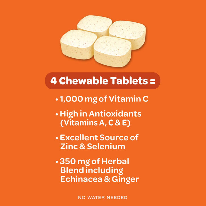 Airborne Chewable Vitamin C 1000mg Immune Support Supplement Tablets, Citrus, 64 ct
