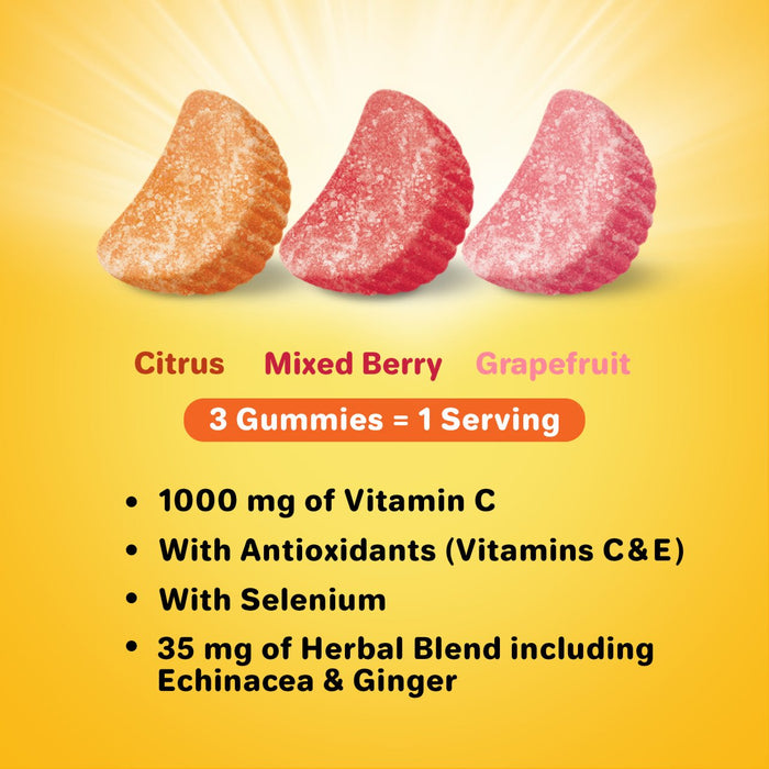 Airborne Assorted Fruit Flavored Gummies,1000mg of Vitamin C and Minerals & Herbs Immune Support 63 ea