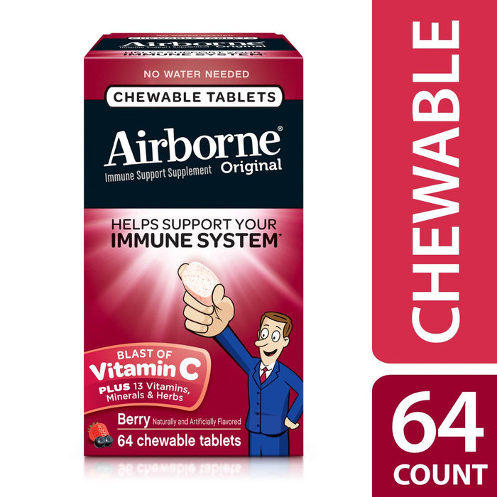 Airborne Chewable Immune Support Berry Tablets 64 ea