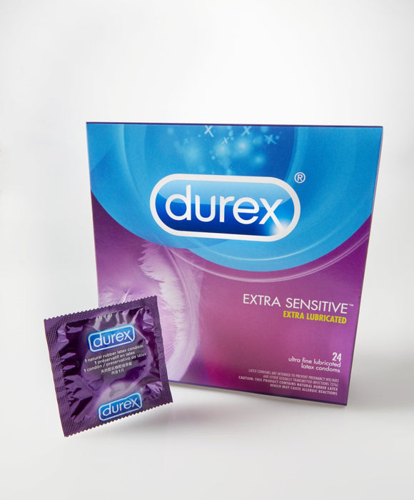 Durex Condom Extra Sensitive Natural Latex Condoms, 24 Count - Ultra Fine & Extra Lubricated