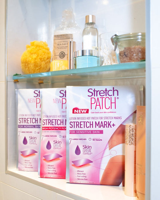 Stretch Patch Stretch Mark+ For Normal Skin - Lotion Infused Hot Patch for Stretch Marks 7 Patches per Pack