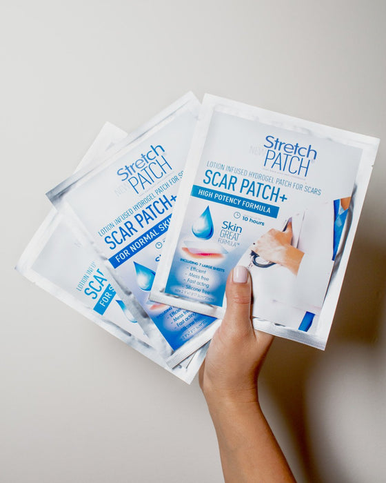 Stretch Patch Scar Patch+ For Normal Skin - Lotion Infused Hot Patch for SCARS 7 Patches per pack