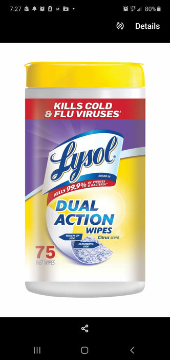 Lysol Dual Action Disinfecting Wipes 35ct