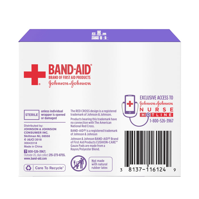 BAND-AID First Aid Cushion-Care Gauze Pads, 2in x 2in, 25 ea