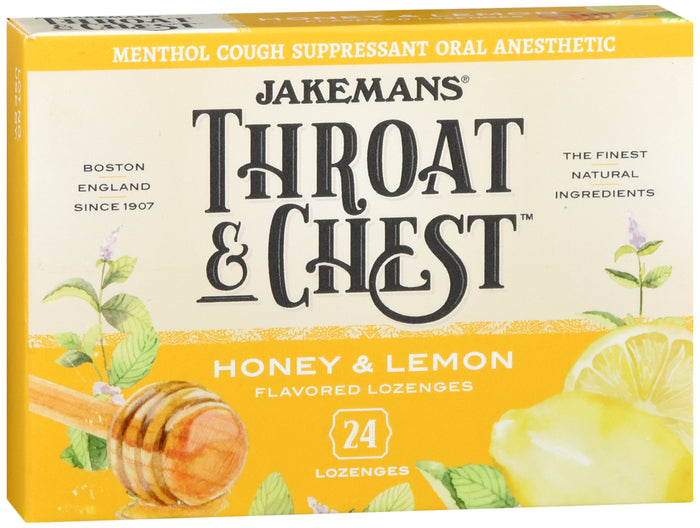 Jakemans Honey Lemon Throat & Chest Lozenge Box 24ct