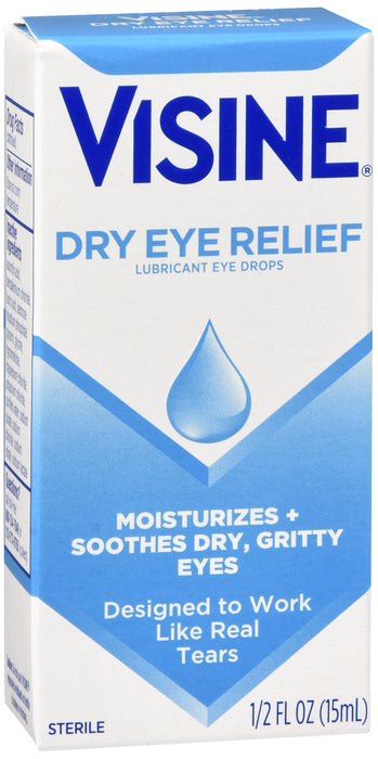 Visine Dry Eye Relief Lubricant Eye Drops 0.50 oz, 2 ea